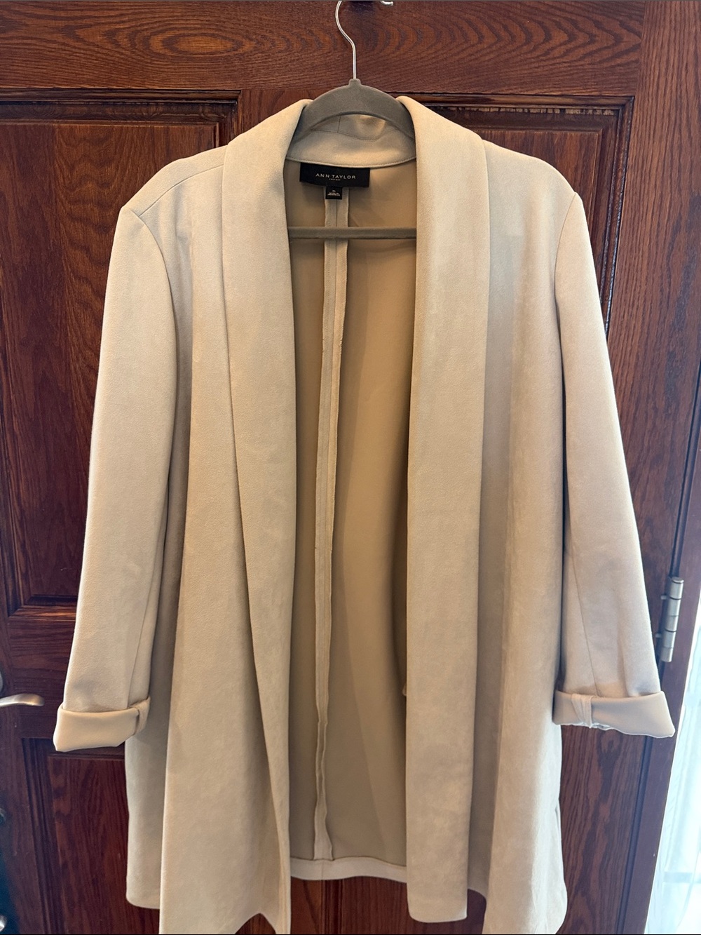 Ann Taylor Neutral Beige Open-Front Trench Coat